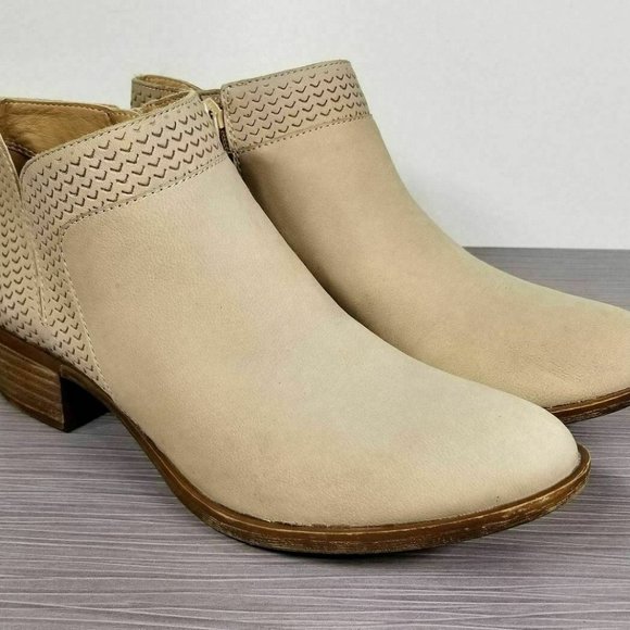 Lucky Brand Brintly Ankle Bootie, Beige Leather - Picture 3 of 12